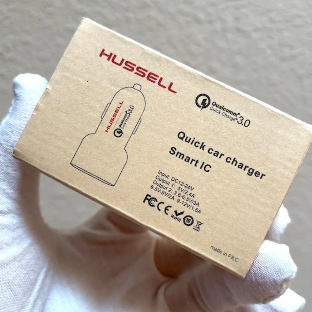 Hussell Car USB Charger Port Adaptor. NIB NWT Quick Car Charger.